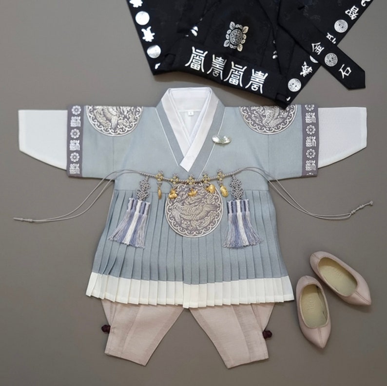 Two-tone Sky Prince Baby Boy HANBOK 100Days9y/o Boy, Korean 1ST Birthday Party, Dol Hanbok Set, Korean Traditional Dress, Doljanchi image 1