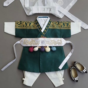 Green Luxury Prince Hanbok, 10010y/o, Boy Hanbok, Korean 1ST Birthday Party, Dol, Baek-il, Hanbok Set , Baby Hanbok imagem 4