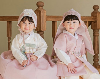 Ivory Indie Pink HANBOK, 100days~15years old, Korean 1ST Birthday Party, Dol, Hanbok Set , Baby Girl Habok