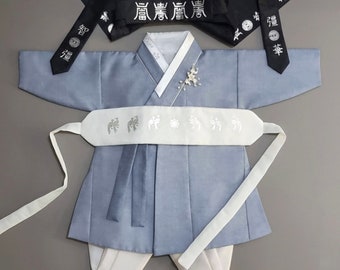 100days~10y/o, 2pcs Joonhee Blue Hanbok, Boy Hanbok, Dol, Baek-il, Hanbok Set, Baby Hanbok, Korean Dress, Korean Hanbok