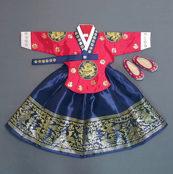 Royalty Red/navy Girl HANBOK 100days12y 