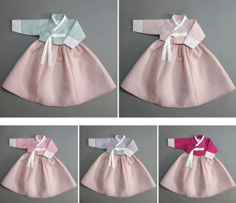 100days15y/o, Embroidery Coral HANBOK, 5 Colors Top, Korean Baby Hanbok, Dol Baek il Hanbok, Hanbok Set, Baby Girl Hanbok, Kids Hanbok image 6