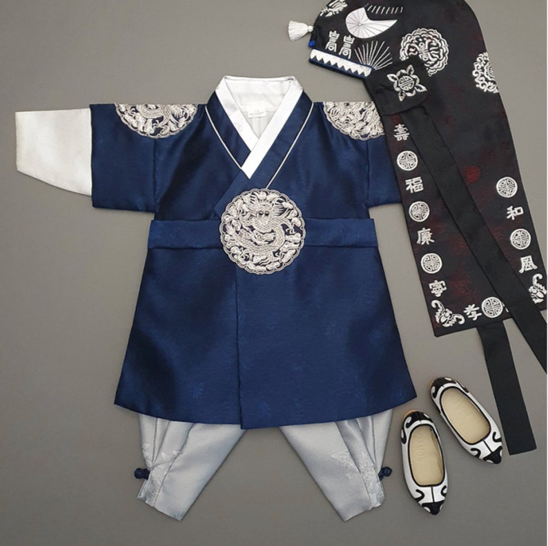 Luxury Prince Baby Boy HANBOK 100 Days 10Age Korean 1ST Birthday Party, Dol Hanbok Set , Korean Traditional Dress image 2