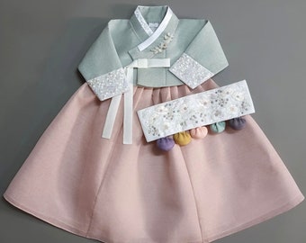 100 jours ~ 15 ans, broderie corail HANBOK, haut 5 couleurs, coréen bébé Hanbok, Dol Baek il Hanbok, ensemble Hanbok, bébé fille Hanbok, enfants Hanbok