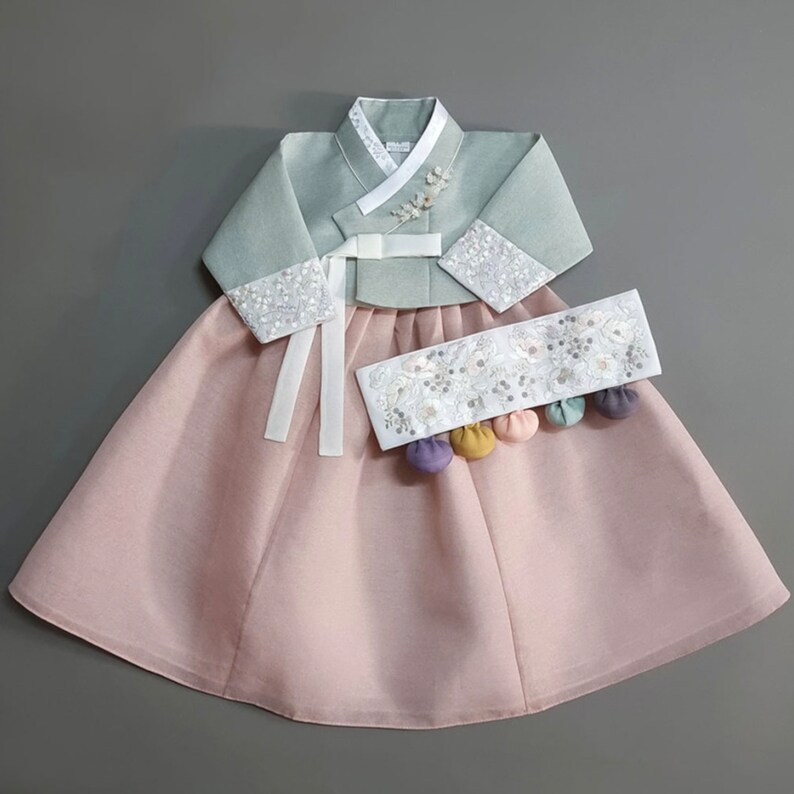 100days15y/o, Embroidery Coral HANBOK, 5 Colors Top, Korean Baby Hanbok, Dol Baek il Hanbok, Hanbok Set, Baby Girl Hanbok, Kids Hanbok image 1