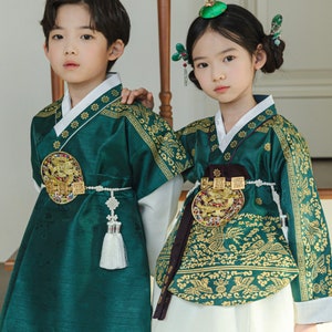 100~10y/o, 3pcs Green Luxury Prince Hanbok, Boy Hanbok, Dol, Baek-il, Hanbok Set, Baby Hanbok, Korean Dress, Korean Hanbok