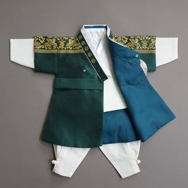 Green Luxury Prince Hanbok, 10010y/o, Boy Hanbok, Korean 1ST Birthday Party, Dol, Baek-il, Hanbok Set , Baby Hanbok imagem 7