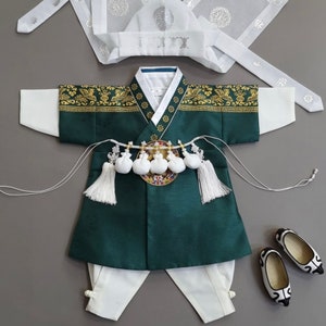 Green Luxury Prince Hanbok, 10010y/o, Boy Hanbok, Korean 1ST Birthday Party, Dol, Baek-il, Hanbok Set , Baby Hanbok imagem 6