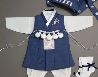 Solid Blue Boy HANBOK 100Days ~10y/o, Korean 1ST Birthday Party, Dol, Hanbok Set, Korean Traditional Dress, Korean Costume, Boy Hanbok