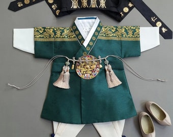 Green Luxury Prince Hanbok, 100~10y/o, Boy Hanbok, Korean 1ST Birthday Party, Dol, Baek-il, Hanbok Set , Baby Hanbok