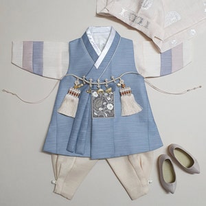 Saekdong Indie Blue Hanbok, Baby boy 100 Days 10Years, Dol, Korean Traditional Dress, Korean hanbok, Korean 100days image 3