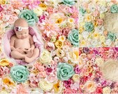 Spring Flower wall Digital Backdrop Bundle, Floral Newborn Backdrop Bundle, Natural Rose flower photography background