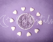 Purple digital newborn backdrop with white hearts