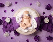 Purple and White Flower Newborn Digital Backdrop, High quality digital background for girls
