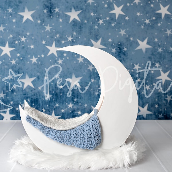 Digital Backdrop With Stars, Newborn Digital Backdrop, White Moon Backdrop, Natural Backdrop, Newborn, Moon Backdrop, Backdrop With Stars