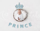 Prince Sign Backdrop, Digital Backdrop, Newborn Digital Backdrop, Blue Backdrop, Newborn Backdrop, Crown, Letters, Boy Backdrop, Prince