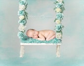 Digital newborn backdrop floral swing Mint rose swing newborn digital background Newborn photography backdrop swing Flower digital backdrop