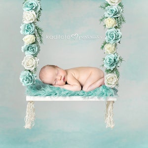 Digital newborn backdrop floral swing Mint rose swing newborn digital background Newborn photography backdrop swing Flower digital backdrop
