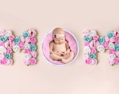 Newborn digital backdrop MOM sign, Floral letter Backdrop, Mother's day background, Flower letter digital photo prop, Photoshop background