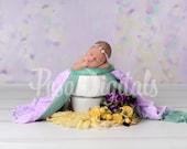 Pastel Dreams Newborn Digital Backdrop - Lavender & Mint Whimsical Floral Theme Digital Backdrop for Baby Portrait Editing