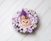 Purple floral nest Newborn digital backdrop, Digital background flower, Boy and Girl Digital photography backdrop, Newborn Flower Backdrop