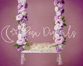 Newborn photography backdrop swing Floral newborn digital composite backdrop Purple rose swing newborn digital background Flower backdrop