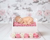 White wooden bed newborn digital backdrop Flower backdrop newborn Digital background Summer backdrop Wooden Flower newborn digital backdrop