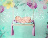 Digital newborn backdrop wooden swing Natural swing newborn digital background Newborn photography backdrop swing Flower digital backdrop