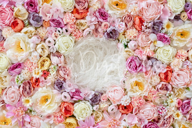 Flower Wall Digital Backdrop Bundle, Floral Newborn Backdrop Bundle