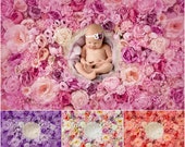 Flower wall Digital Backdrop Bundle, Floral Newborn Backdrop Bundle, Natural Rose flower photography background