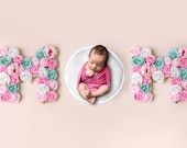 Newborn digital backdrop MOM sign, Floral letter Backdrop, Mother's day background, Flower letter digital photo prop, Photoshop background