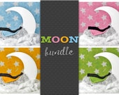 Moon Digital Backdrop Newborn Bundle, White Moon Digital Backgrounds, Newborn Digital Photo Prop, Digital backdrops Newborn Boy Girl