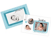 Blue and gray newborn birth announcement template, newborn baby announcement card
