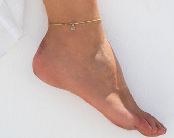 Anklet TURQUOISE CHALCEDON 925 Silver gold plated