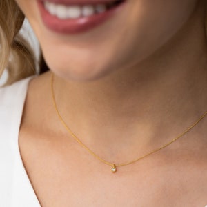 Kette Tautropfen Zirkonia 925 Silber vergoldet