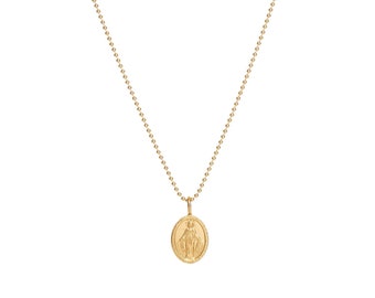 Ketting MARIA Madonne gouden bal ketting 925 Zilver