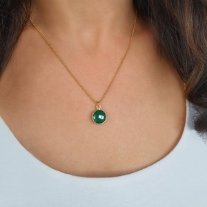 Kette Emerald 925 Silber vergoldet | Naturstein