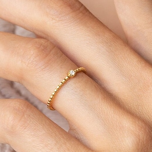 Ring Tautropfen Solitär 925 Silber vergoldet