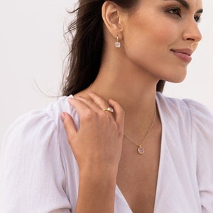 Kette Rosenquarz Quadratisch | 925 Silber vergoldet