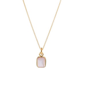 Kette Rosenquarz Baguette - goldene Halskette