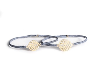 Shri Yantra Set Bracciali Intrecciati Argento 925 Placcato Oro