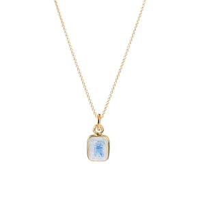 Kette Mondstein Baguette - goldene Halskette