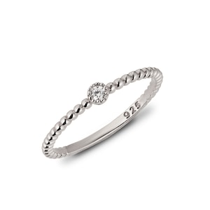 Ring Tautropfen Solitär  925 Silber