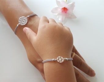 Bracelets Mère Fille Vie Fleur 925 Argent