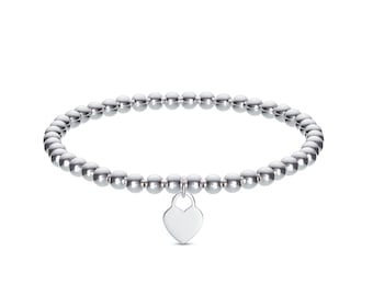 iz-el Elastic Ball Bracelet with Heart 925 Silver | Gift Valentine's Day Birthday Mother's Day