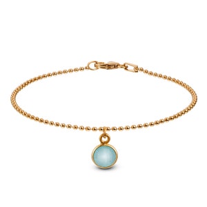 Kugelarmkette Chalcedon Türkis-Blau 925 Silber vergoldet