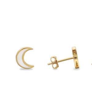 Ohrstecker kleiner Mond Perlmutt 925 Silber vergoldet