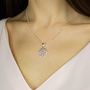 iz-el Blume des Lebens 925 silber Halskette