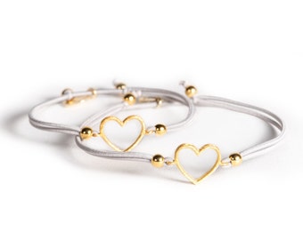 Bracelets Hearts Mother-Daughter-Set 925 Silver Gold Plated