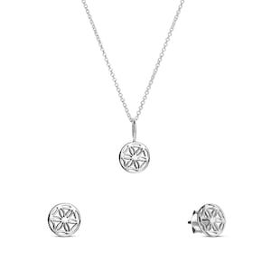 Schmuckset Silber Lebensblume klein Kette Ohrstecker